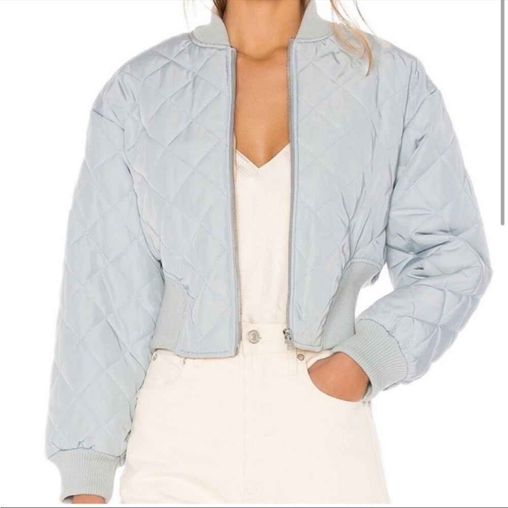 LPA Light Blue Quilted Bomber Jacket